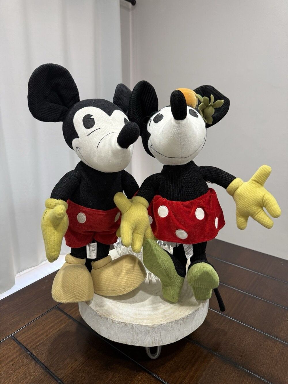 Disney Store Original Exclusive Mickey Minnie Mouse Retro Plush Set 18" Corduroy
